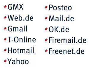 Publicare - E-Mail Freemail-Dienste Aufzählung